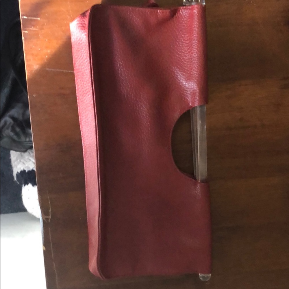 Prescriptives red faux leather purse